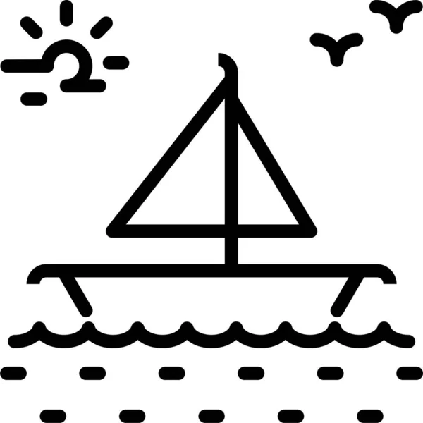 船型海图标 轮廓风格 — 图库矢量图片