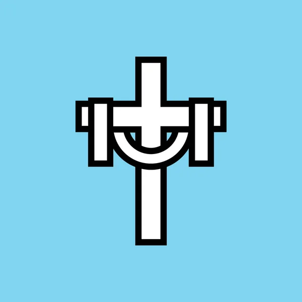 キリスト教の十字アイコンをアウトラインスタイルで — ストックベクタ