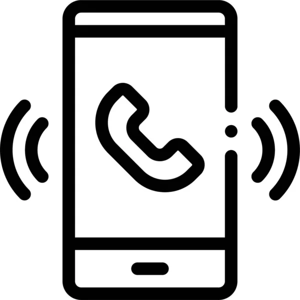 Llamar Icono Del Sistema Teléfono Inteligente Estilo Esquema — Vector de stock