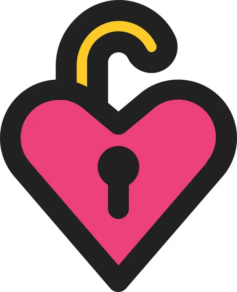 Corazón Amor Icono Abierto Estilo Filledoutline — Archivo Imágenes Vectoriales