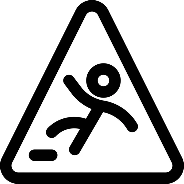 Safety Warning Cliff Icon Outline Style — Stock Vector