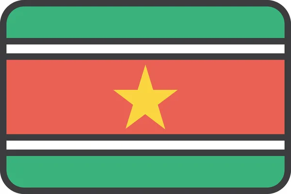 Flaga Kraju Ikona Surinamu Stylu Filledoutline — Wektor stockowy
