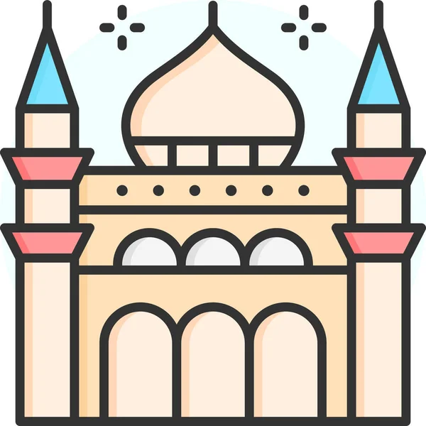 イスタンブール文化青いモスクのアイコンを記入アウトラインスタイルで — ストックベクタ