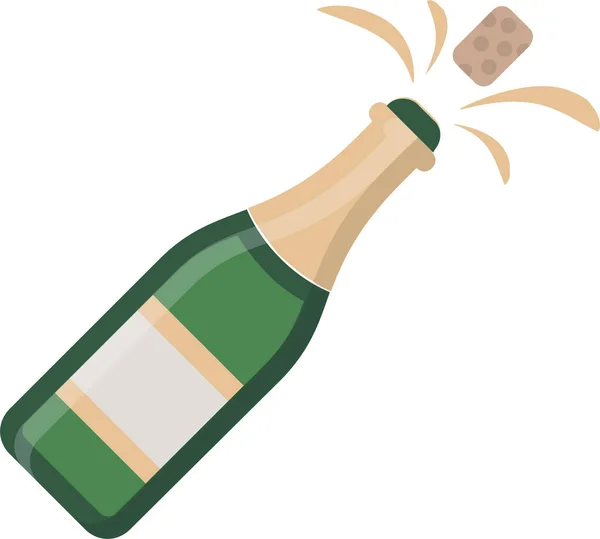 フラットスタイルのボトルお祝いシャンパンアイコン — ストックベクタ