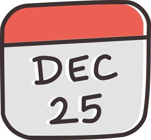 Calendrier Date Noël Icône Dans Style Dessiné Main — Image vectorielle