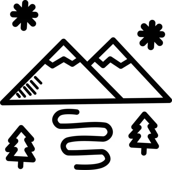 Competencia Paisaje Montaña Icono Estilo Del Esquema — Archivo Imágenes Vectoriales