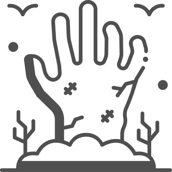Grab Halloween Zombie Hand Ikone Semisoliden Stil — Stockvektor