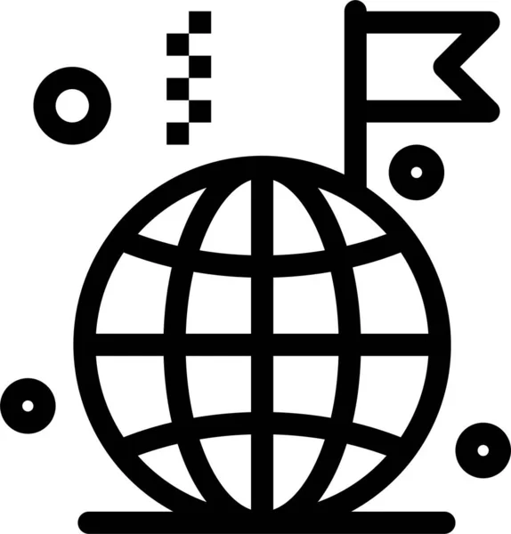 Business Flag Internet Icoon Grote Lijnen — Stockvector