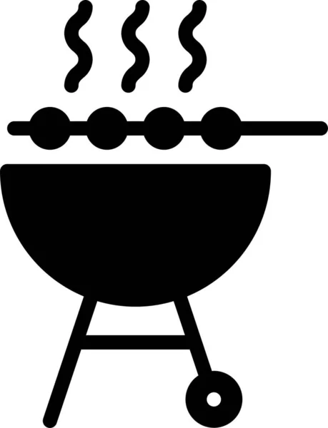 Barbecue Barbecue Icona Della Griglia Stile Solido — Vettoriale Stock