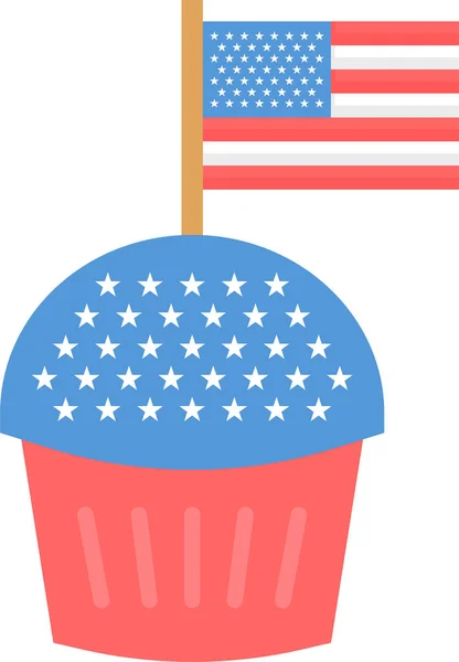 Vlajka Den Nezávislosti Muffin Ikona Plochém Stylu — Stockový vektor