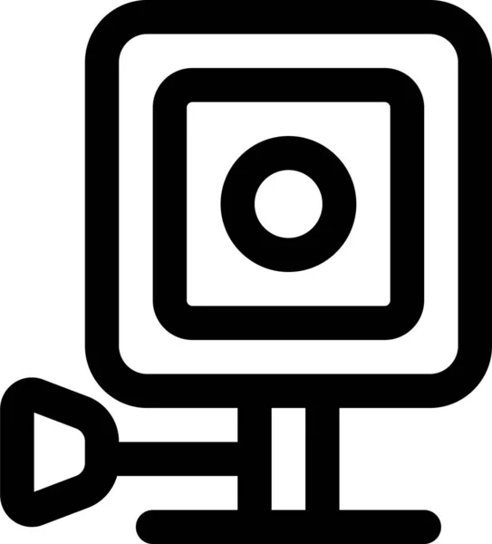 Actie Camera Foto Pictogram Omtrek Stijl — Stockvector