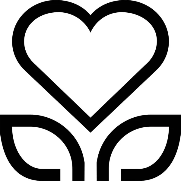 Heart Plant Flower Icon Outline Style — Stock Vector