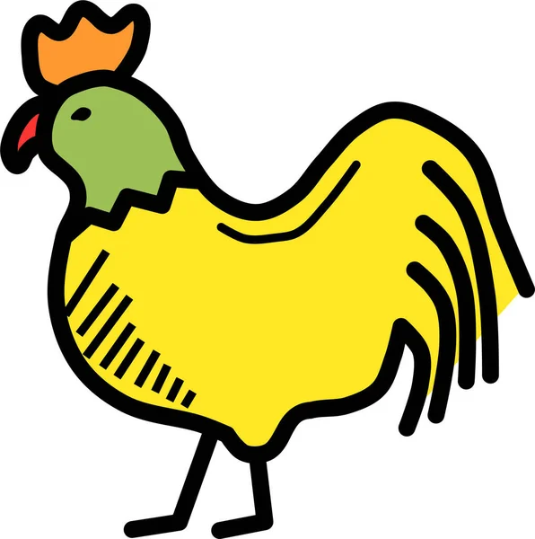 Bird Chicken Farm Icon Filledoutline Style — Stock Vector