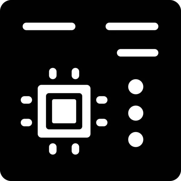 Ícone Dispositivo Placa Microchip Estilo Sólido — Vetor de Stock