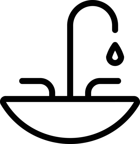 Basin Facuet Fountain Icon Outline Style — Stock Vector