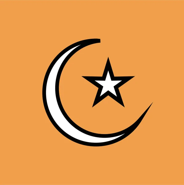 Semilună Islam Ramadan Icoană Stil Contur — Vector de stoc