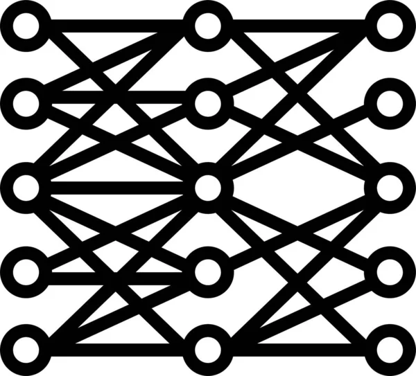 Mehrschichtiges Neuronales Netzwerk Symbol Umrissstil — Stockvektor