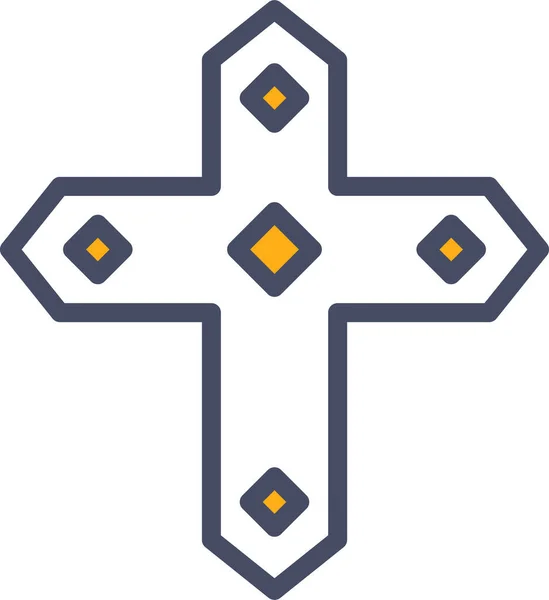 Christliches Christentum Kreuz Ikone Filedoutline Stil — Stockvektor
