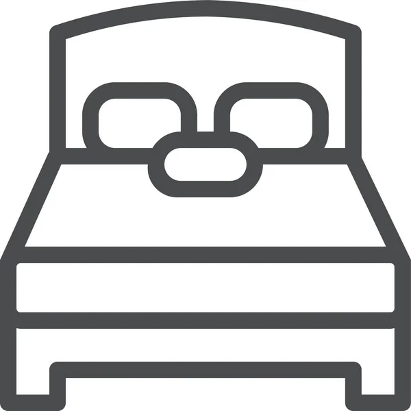 Säng Hotell Natt Ikon Kontur Stil — Stock vektor
