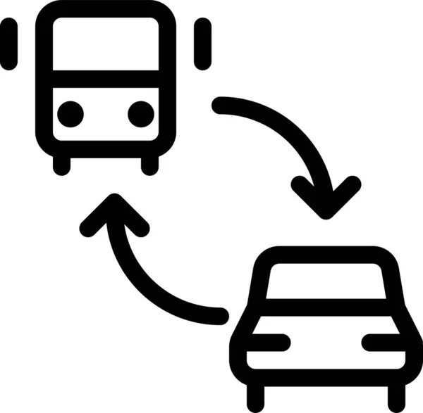 Icône Billet Voiture Bus Dans Style Contour — Image vectorielle