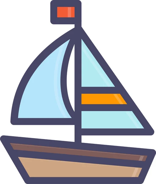 Nautische Ikone Für Das Strandboot Umrissstil — Stockvektor