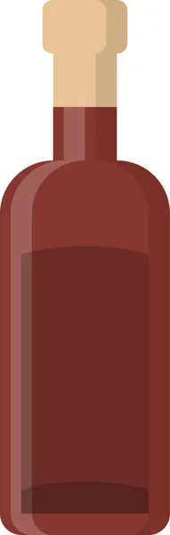 Botella Vino Tinto Icono Estilo Plano — Vector de stock