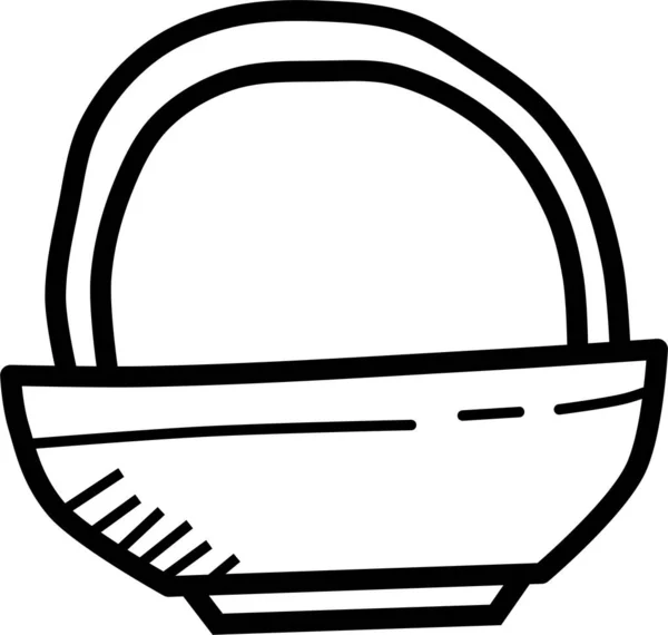 Basket Bowl Carry Icon Handdrawn Style — Stock Vector