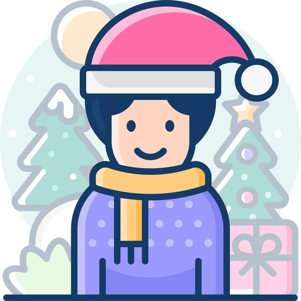 Mädchen Avatar Christmas Icon Weihnachten Kategorie — Stockvektor