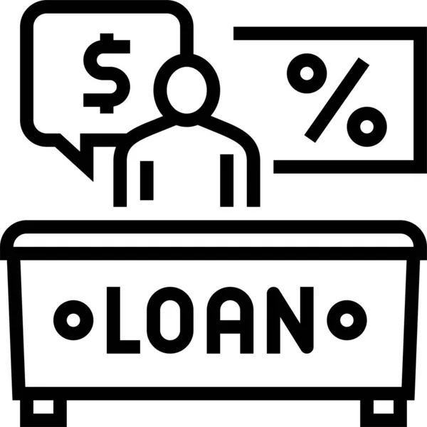 Bank Consultant Loan Icon Outline Style — Stock Vector