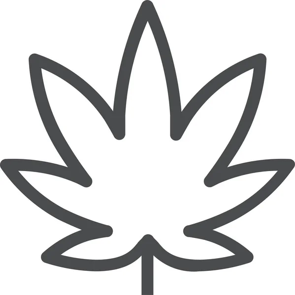 Daun Ikon Kuncup Mariyuana Dalam Gaya Outline - Stok Vektor
