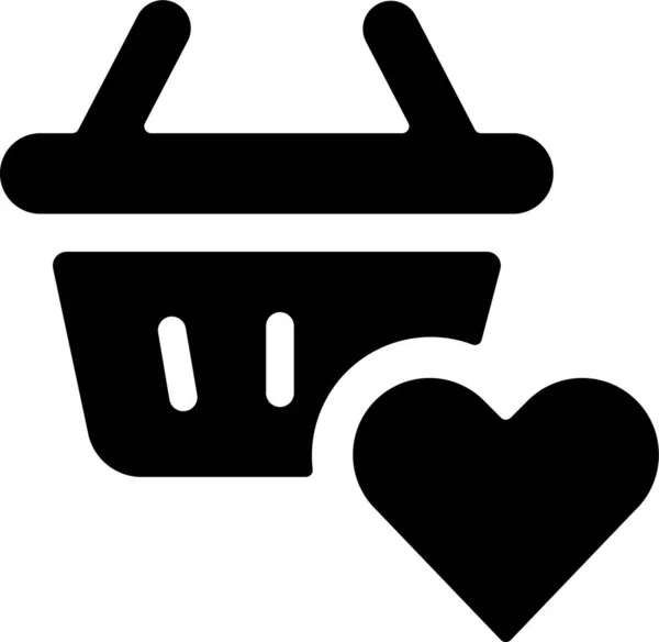 Warenkorb Herz Symbol Solidem Stil — Stockvektor
