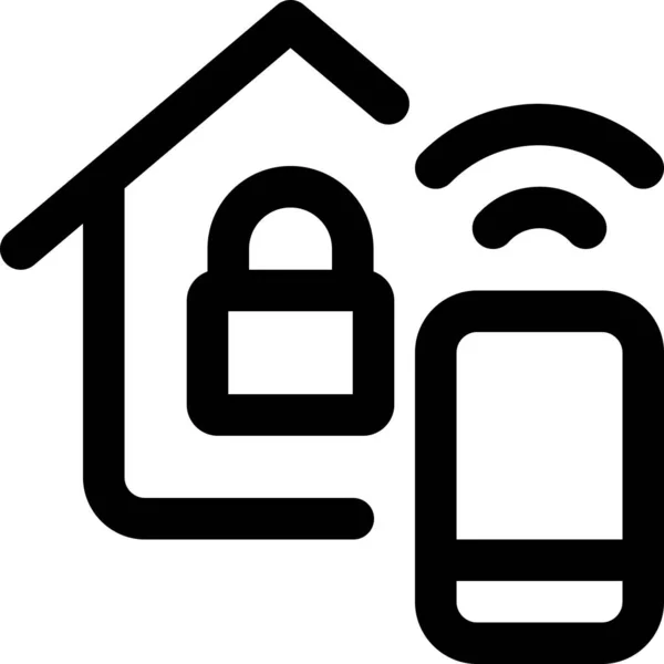 Smart House Phone Icon Outline Style — Stock Vector