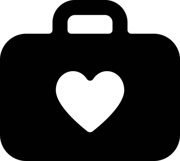 Icono Corazón Equipaje Boda Estilo Sólido — Vector de stock