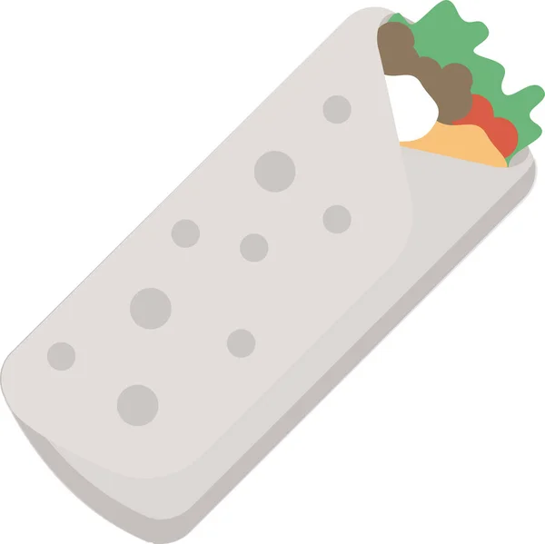 Burrito Mat Mexikansk Ikon Platt Stil — Stock vektor