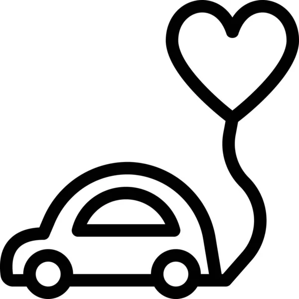 Icône Coeur Voiture Ballon Dans Style Contour — Image vectorielle