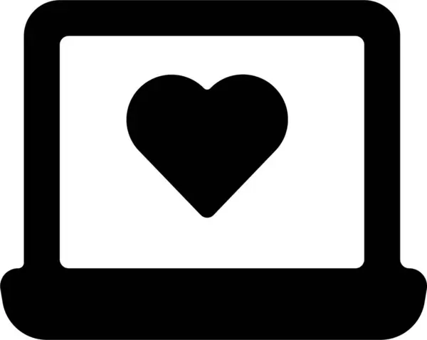 Laptop Heart Code Icon Solid Style — Stock Vector