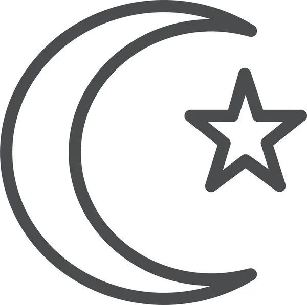 Ícone Muçulmano Lua Islâmica Estilo Esboço —  Vetores de Stock