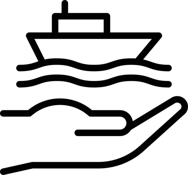 Båt Försäkring Marin Ikon Kontur Stil — Stock vektor