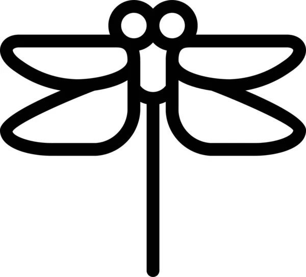 Hewan Ikon Bug Dragonfly Dalam Gaya Outline - Stok Vektor