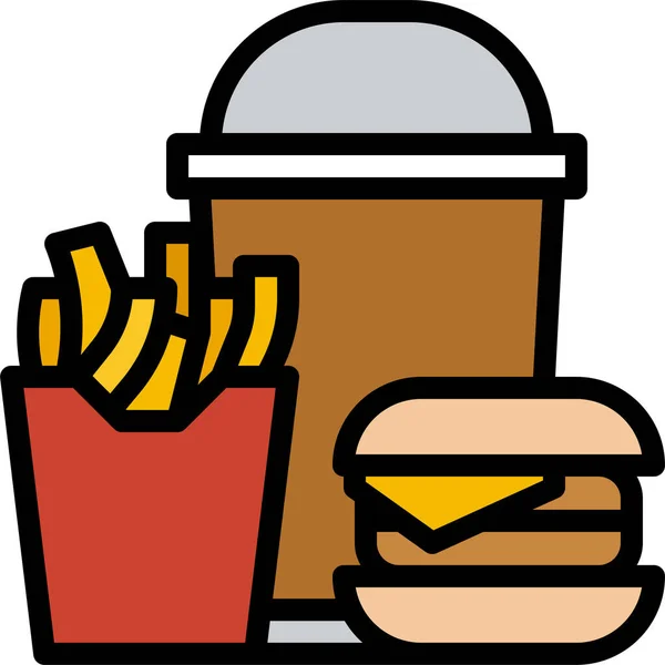 Fast Food Junk Εικονίδιο Filledskip Στυλ — Διανυσματικό Αρχείο