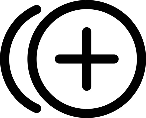 Kreis Fügt Schaltflächensymbol Umrissstil Hinzu — Stockvektor