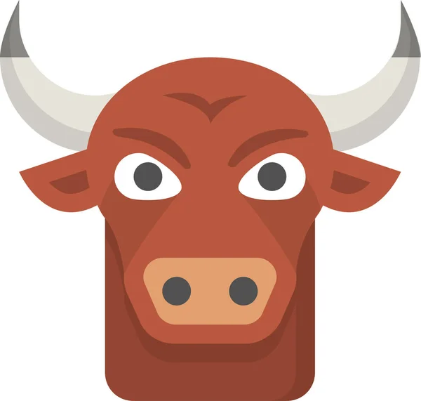 扁平的公牛攻击性农业图标 — 图库矢量图片