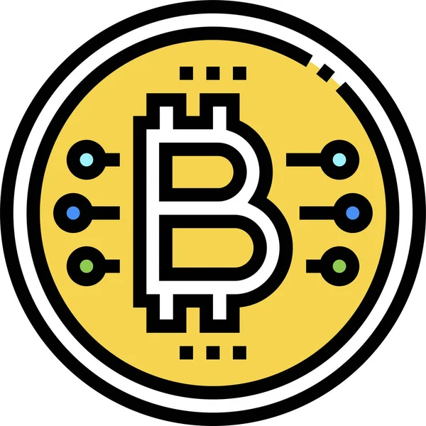 Bitcoin Coin Ico Icon Filledoutline Style — Stock Vector