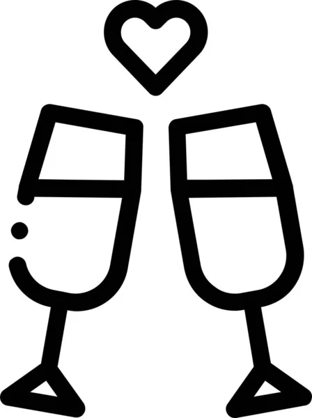 アウトラインスタイルのセレモニーシャンパングラスのアイコン — ストックベクタ