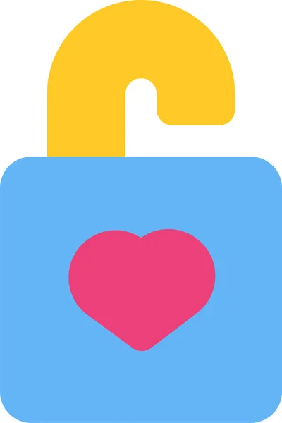 Heart Love Open Icon Flachen Stil — Stockvektor