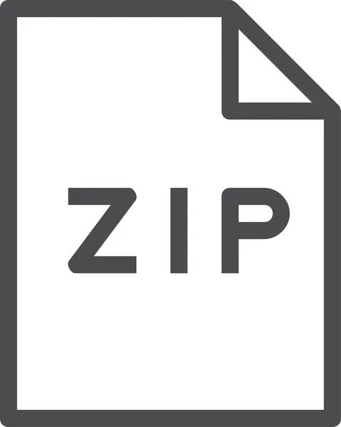 Fichier Zip Compresse Icône Dans Style Contour — Image vectorielle