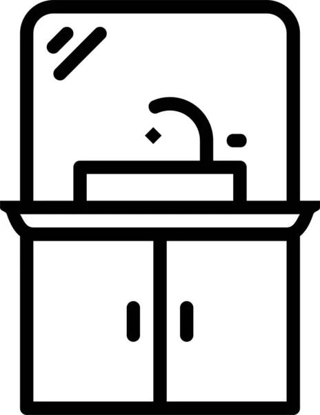 Basin Cabinet Draw Icon Outline Style — Stock Vector