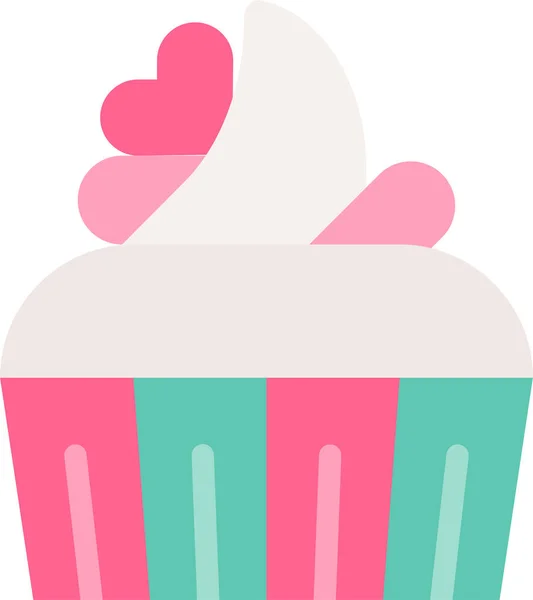 Pastel Cupcake Postre Icono Estilo Plano — Archivo Imágenes Vectoriales