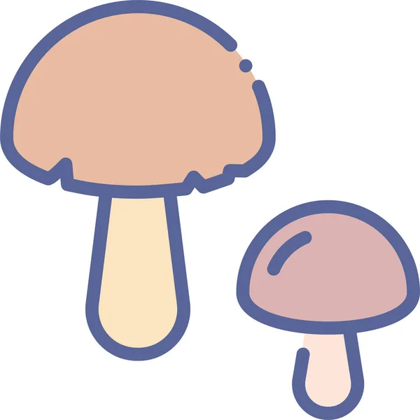 健康的蘑菇蘑菇图标 有丝状轮廓样式 — 图库矢量图片