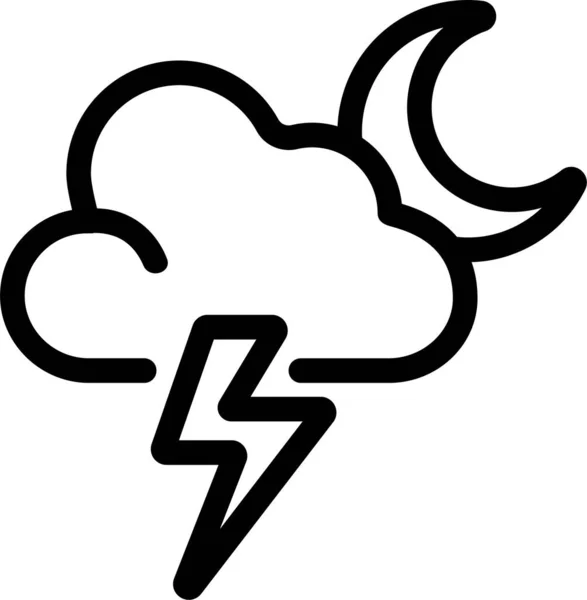 云彩飓风闪电图标的轮廓风格 — 图库矢量图片